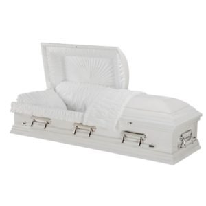 White Chased Solid Wood Casket Coffin