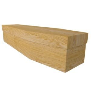 Light Woodgrain Cardboard Coffin Price Reduced