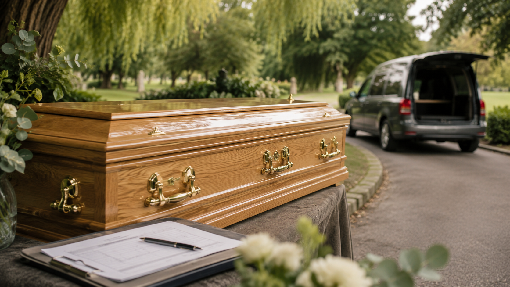 Wooden coffin prepared for urgent delivery in the UK