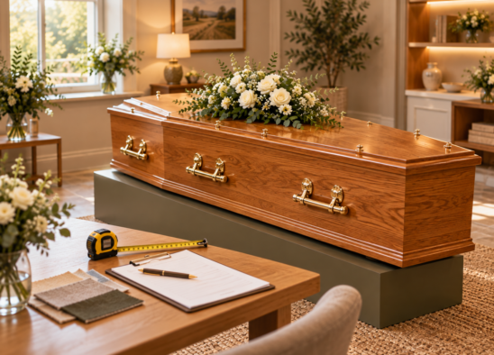 Coffin sizing image showing dimensions and measurements for choosing the correct coffin