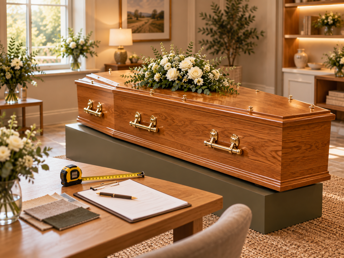 Coffin sizing image showing dimensions and measurements for choosing the correct coffin